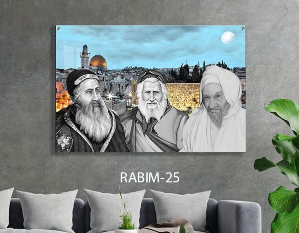 תמונת זכוכית של רבנים ברקע כותל