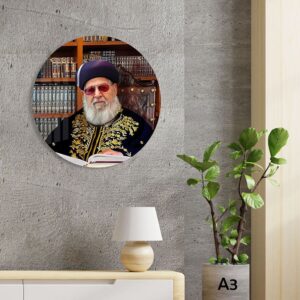 תמונת זכוכית עגולה של הרב עובדיה יוסף