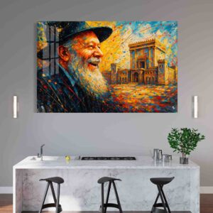 תמונת זכוכית של הרבי מליובאוויטש ובית המקדש
